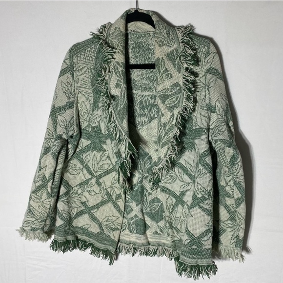 Vintage 90s Green Cream Tapestry Jacket M - Picture 13 of 13